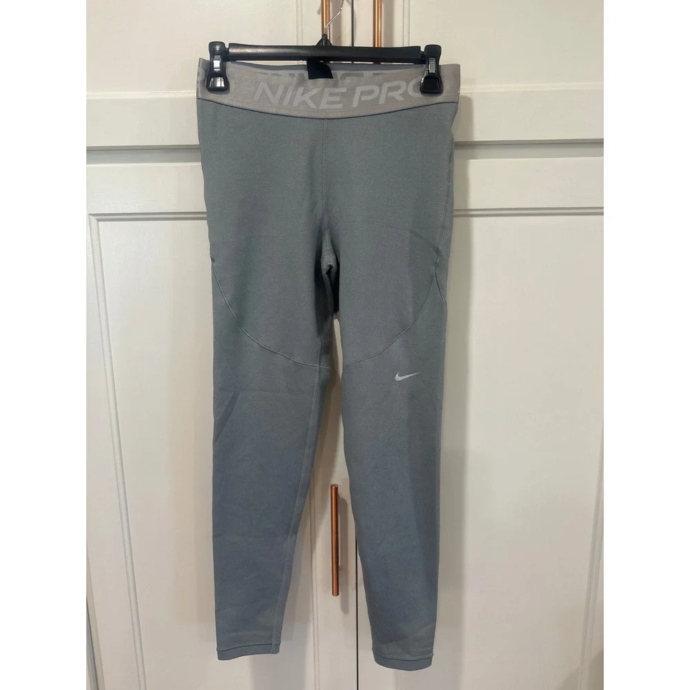 Nike Pro Dri-FIT Womens Grey Athletic Training Leggings Size Medium Tights